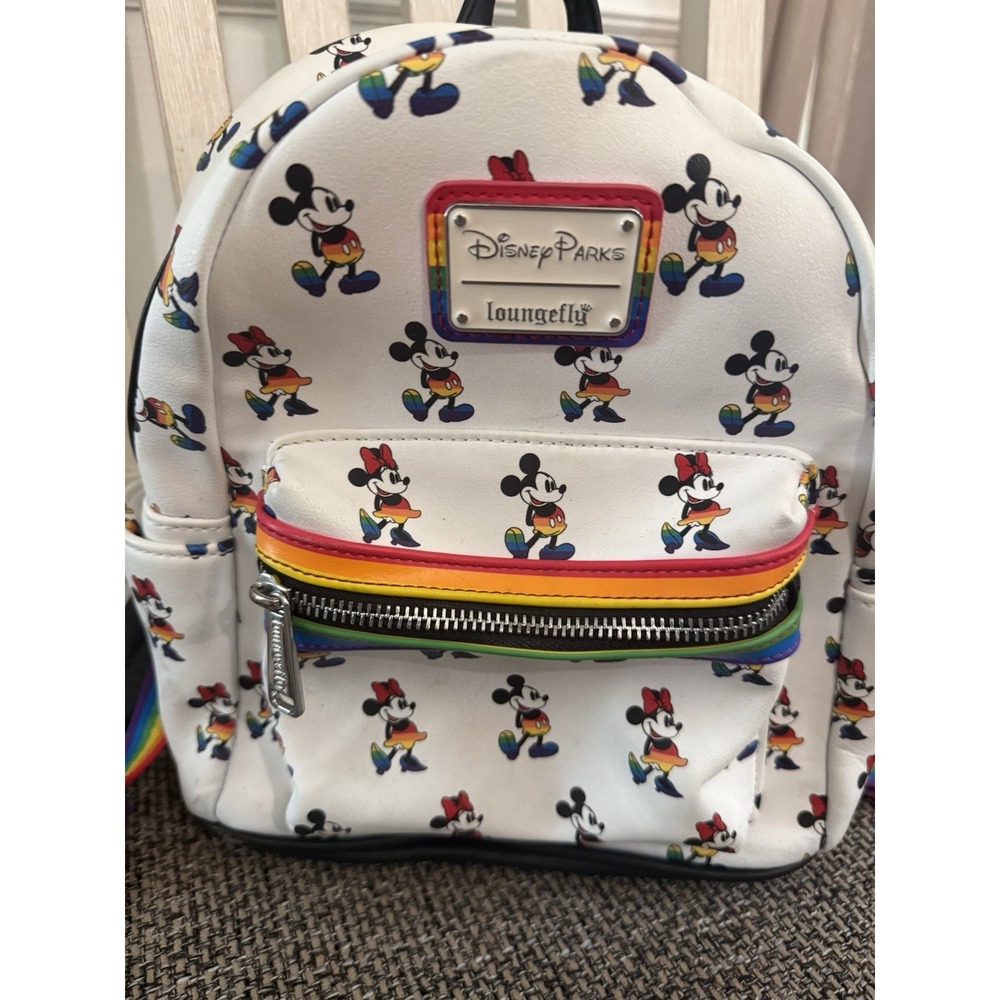Disney Mickey Minnie Rainbow Pride Loungefly Backpack See Pics - Picture 2 of 12